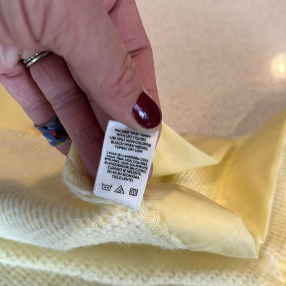 Baby Morgan Waffle Weave yellow Woven Blanket Nylon Trim USA made 18x18 - Picture 6 of 11